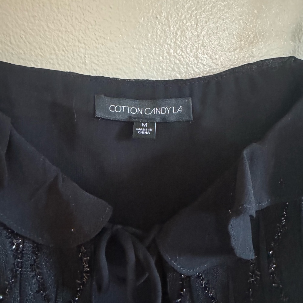 Black Ruffled Women's Top - Picture 4 of 5